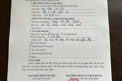 LIÊN ĐỘI TRƯỜNG TIỂU HỌC HẢI THANH TỔ CHỨC HOẠT ĐỘNG THIỆN NGUYỆN: “ĐÔNG ẤM TRAO EM” NĂM 2025